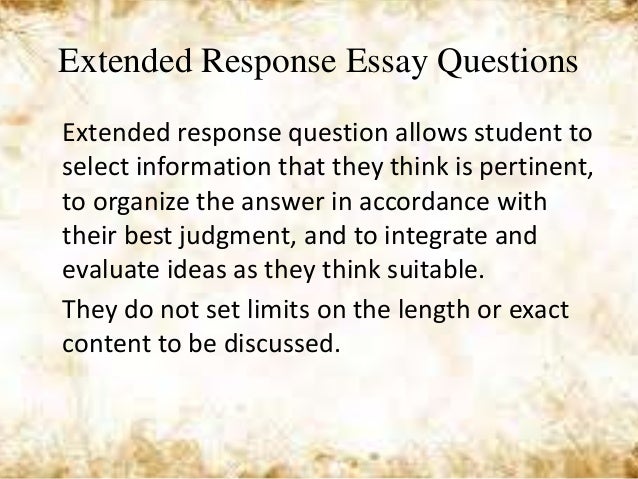 Example of an extended response essay question