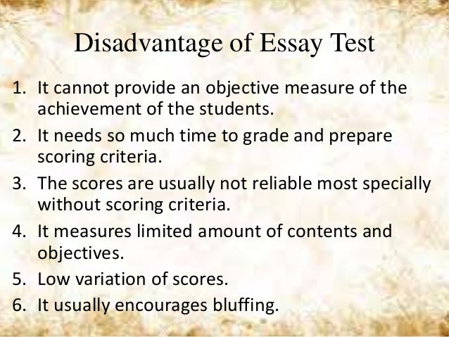 advantages of essay test items