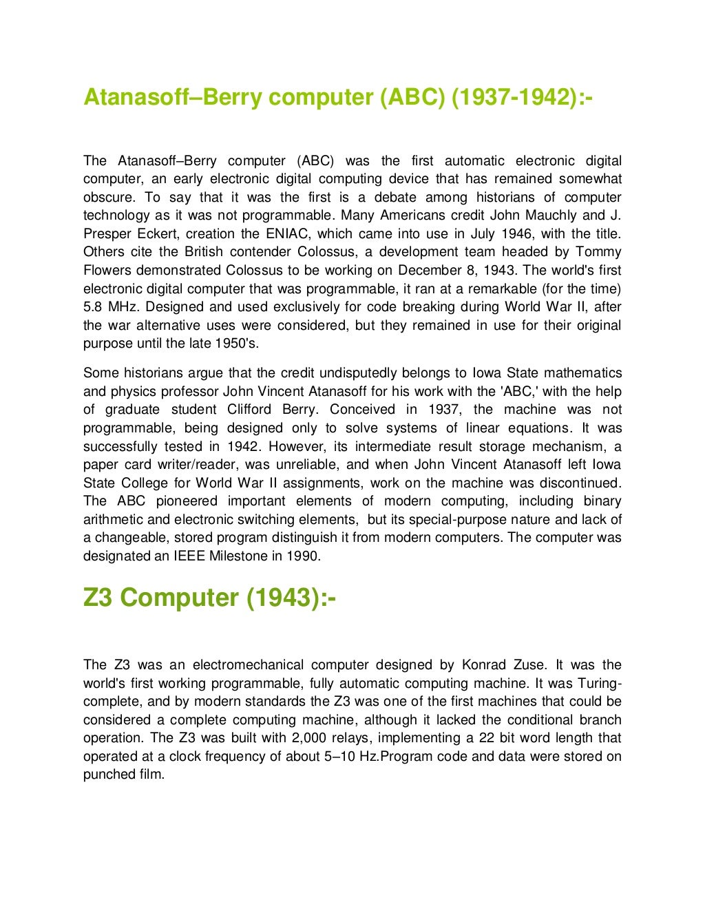 Development of computers