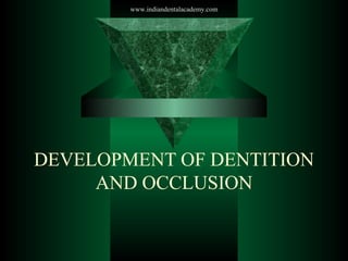www.indiandentalacademy.com

DEVELOPMENT OF DENTITION
AND OCCLUSION

 