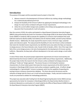 Development of generalized trimaran hullform design methodology (5-16 ...