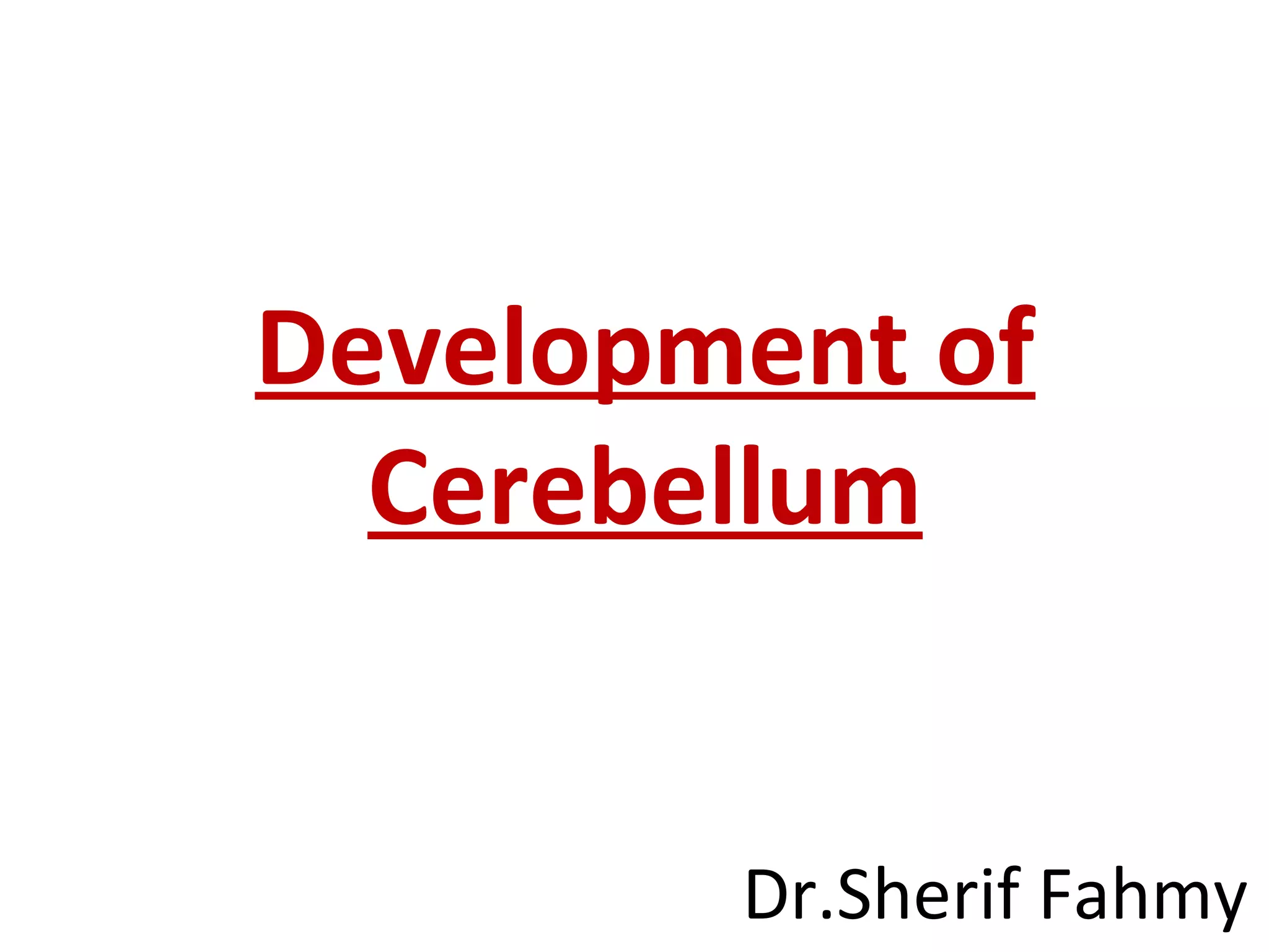 Development of
Cerebellum
Dr.Sherif Fahmy
 