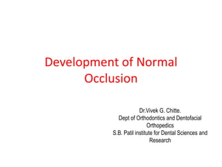 Development of Normal
Occlusion
Dr.Vivek G. Chitte.
Dept of Orthodontics and Dentofacial
Orthopedics
S.B. Patil institute for Dental Sciences and
Research
 