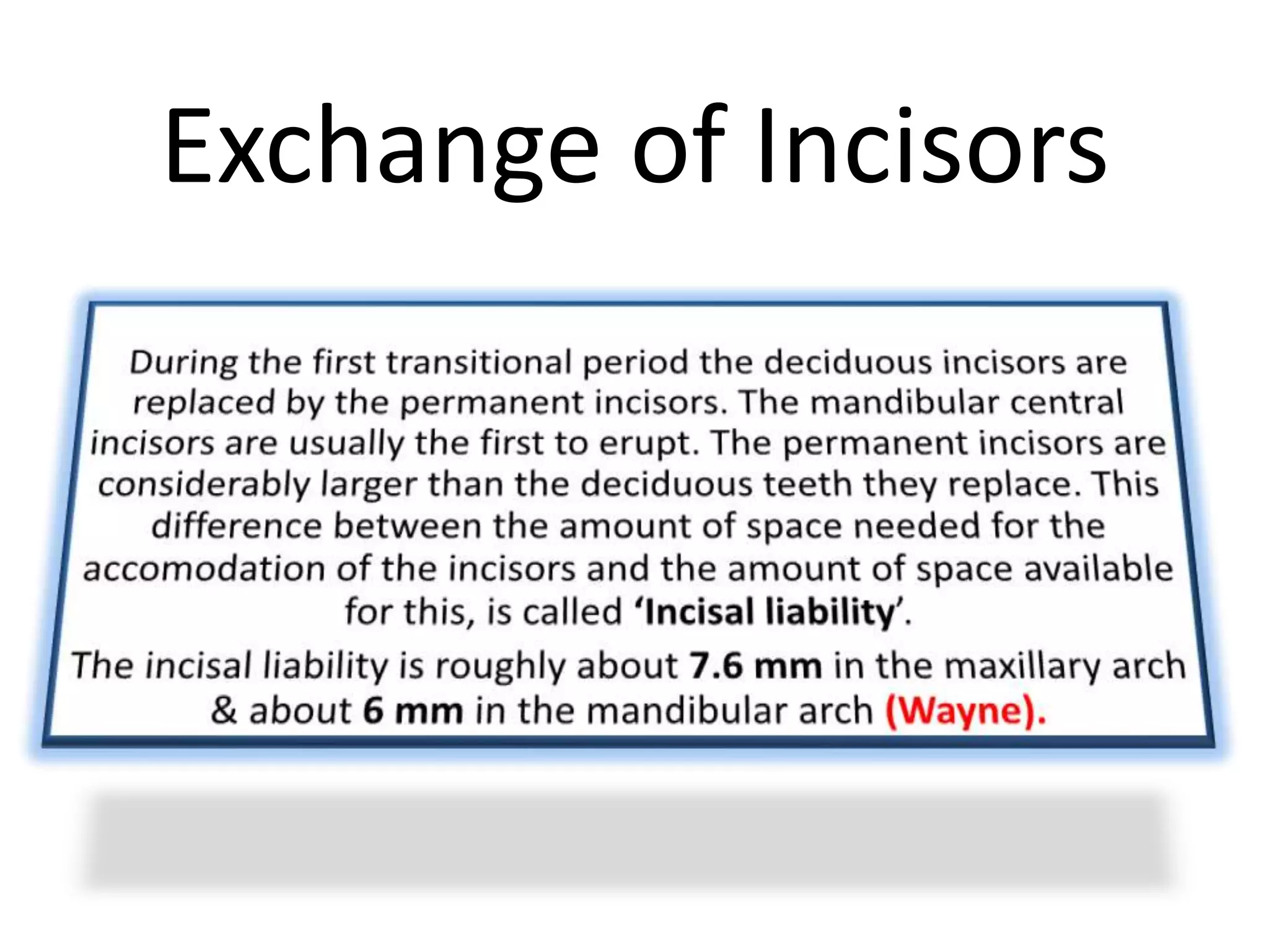 Exchange of Incisors
 