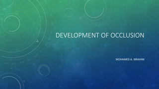 DEVELOPMENT OF OCCLUSION
MOHAMED A. IBRAHIM
 