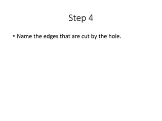 Step 4
• Name the edges that are cut by the hole.
 