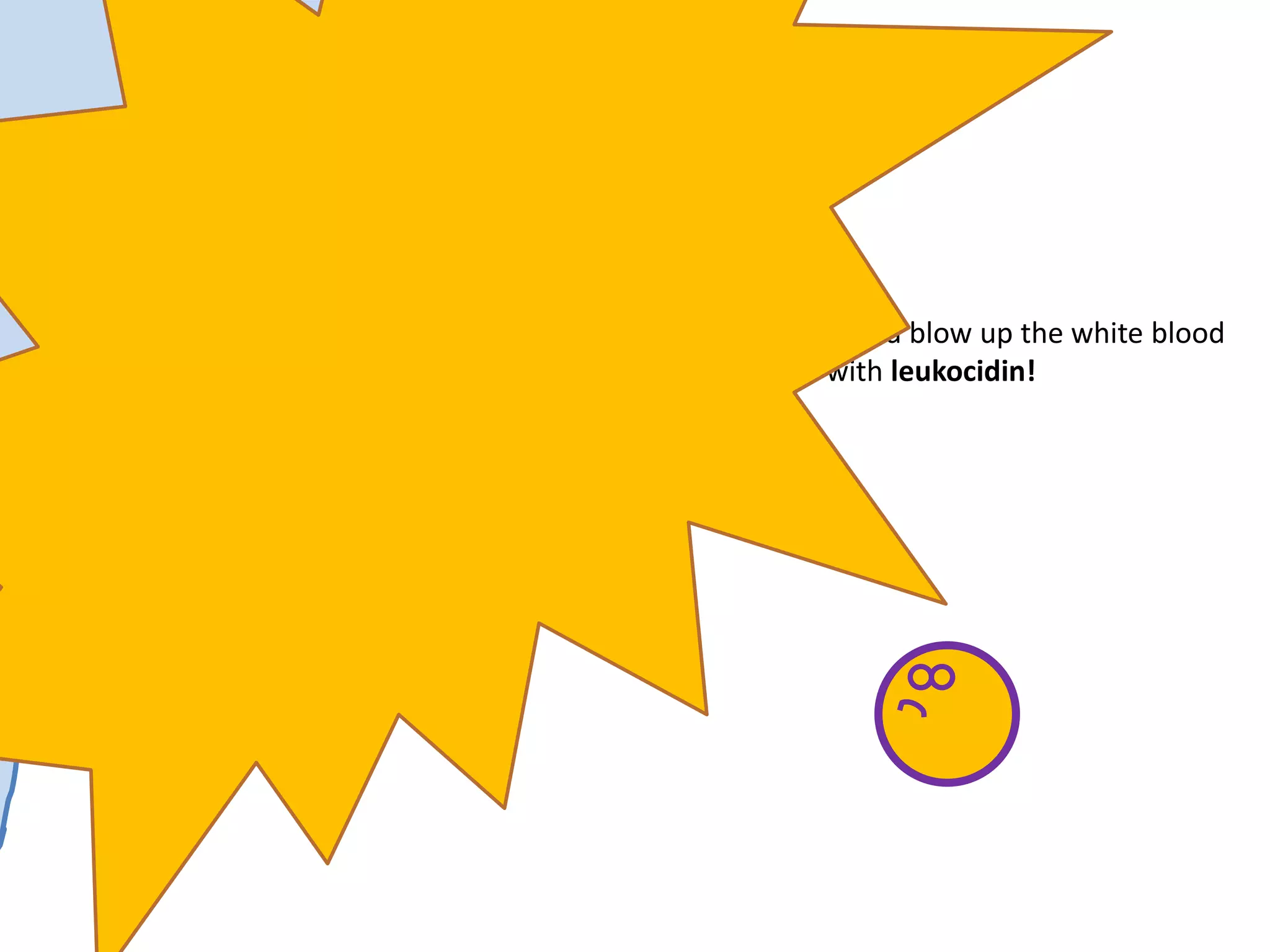 Then he’d blow up the white blood
cell with leukocidin!
 