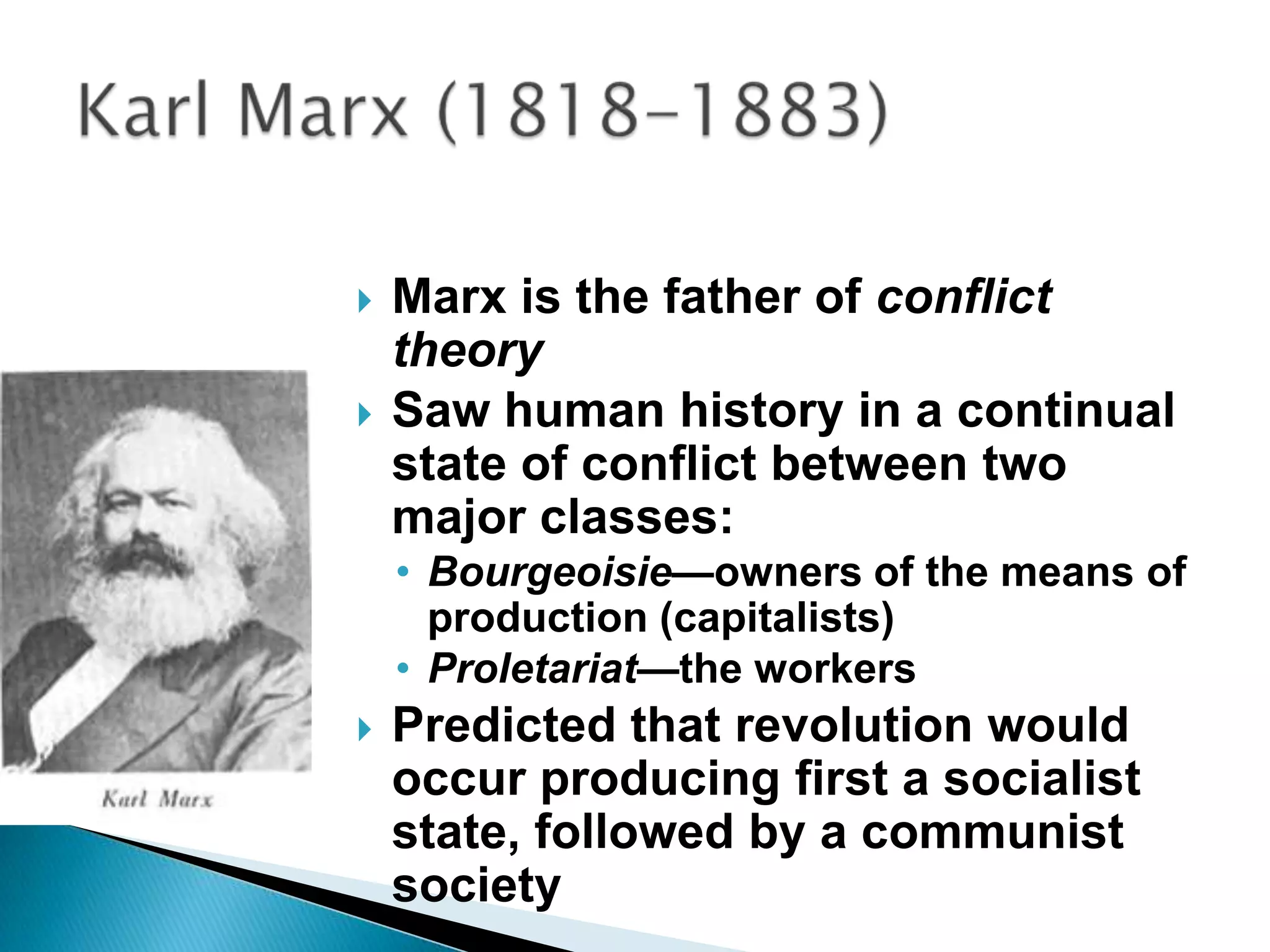 Authored the first sociology text, Principles of SociologyMost well known for proposing a doctrine called “Social Darwinism”Suggested that people who could not compete were poorly adapted to the environment and inferior