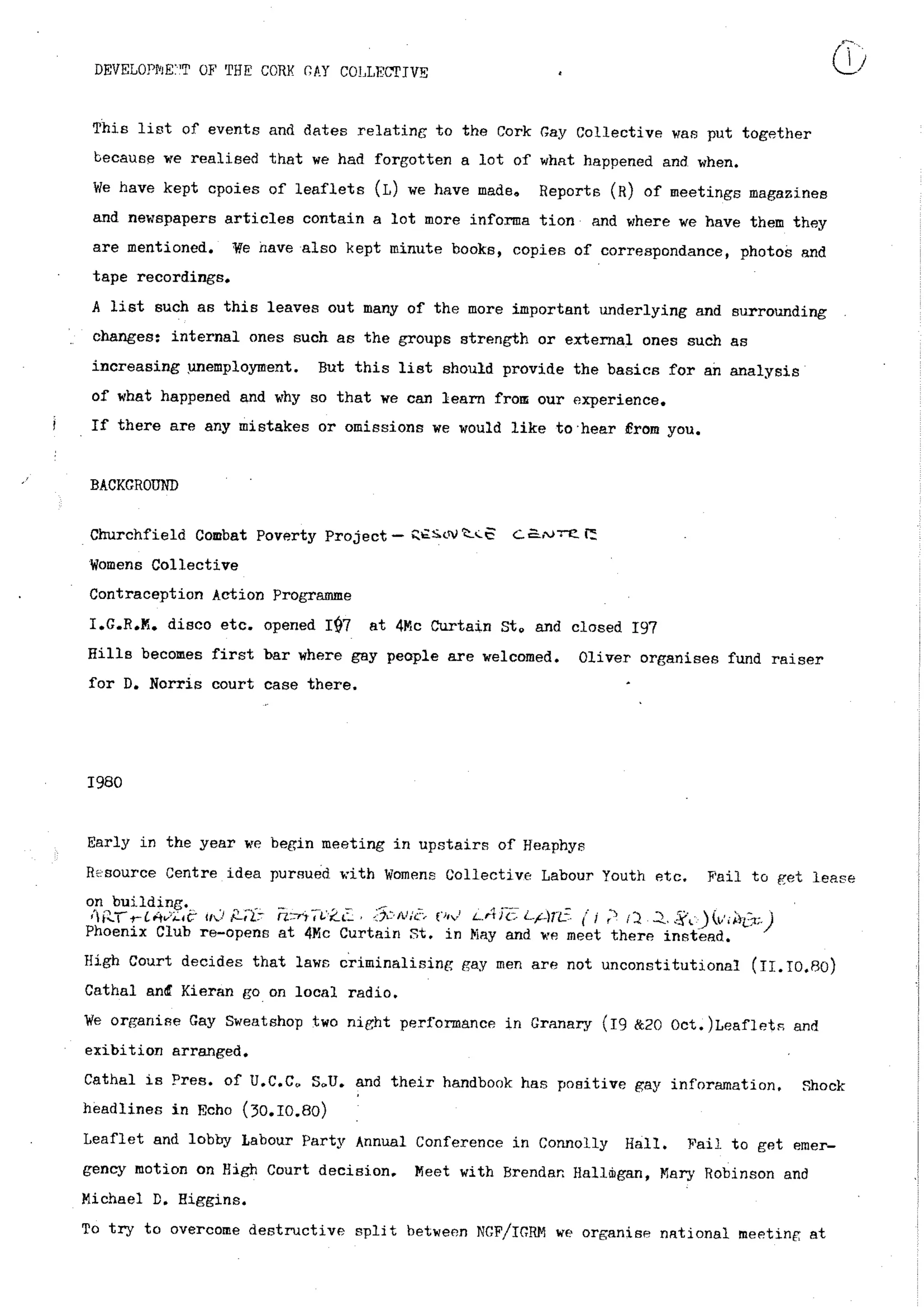 Development of the cork gay collective 1980 to 1984 PDF