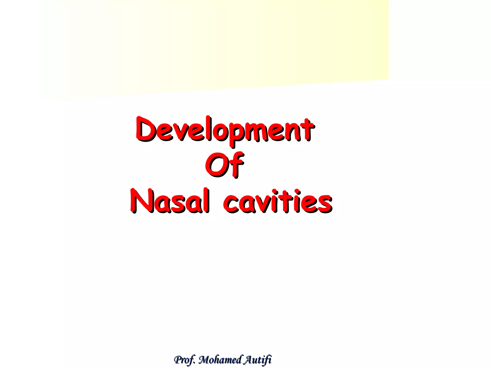Development
Of
Nasal cavities

Prof. Mohamed Autifi

 