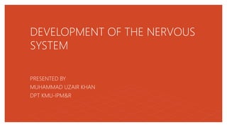 DEVELOPMENT OF THE NERVOUS
SYSTEM
PRESENTED BY
MUHAMMAD UZAIR KHAN
DPT KMU-IPM&R
 