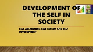 DEVELOPMENT OF
THE SELF IN
SOCIETY
SELF-AWARENESS, SELF-ESTEEM AND SELF
DEVELOPMENT
 