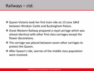 Development of Transportation in the Victrorian Era | PPTX