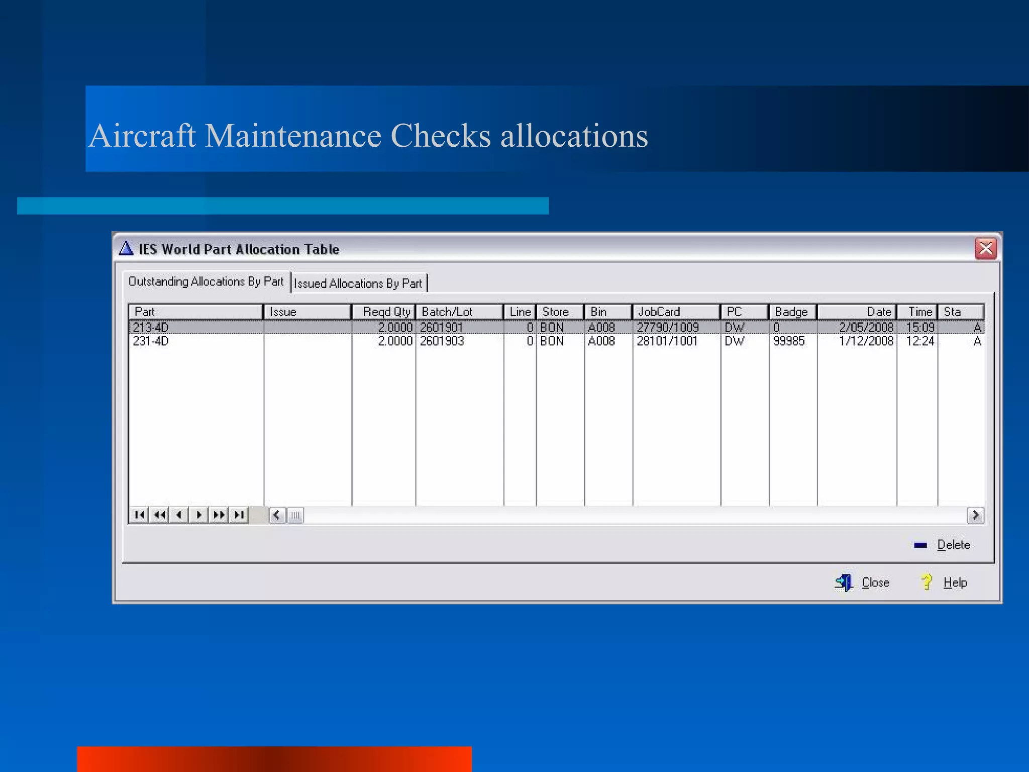 Aircraft Maintenance Checks allocations
 