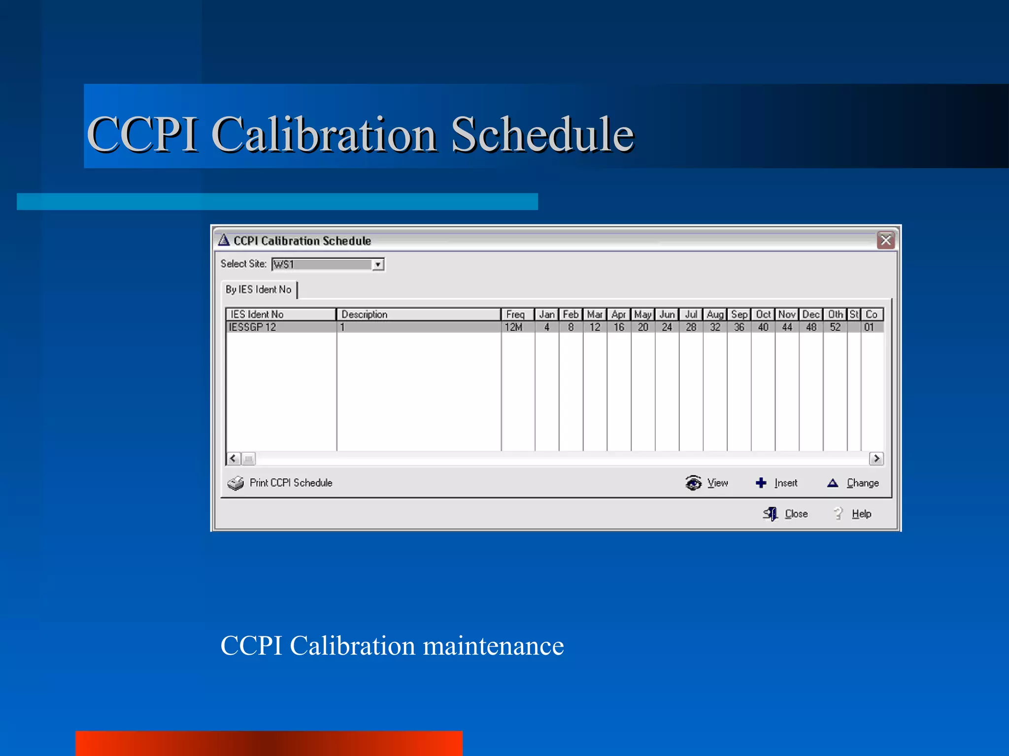 CCPI Calibration Schedule




      CCPI Calibration maintenance
 