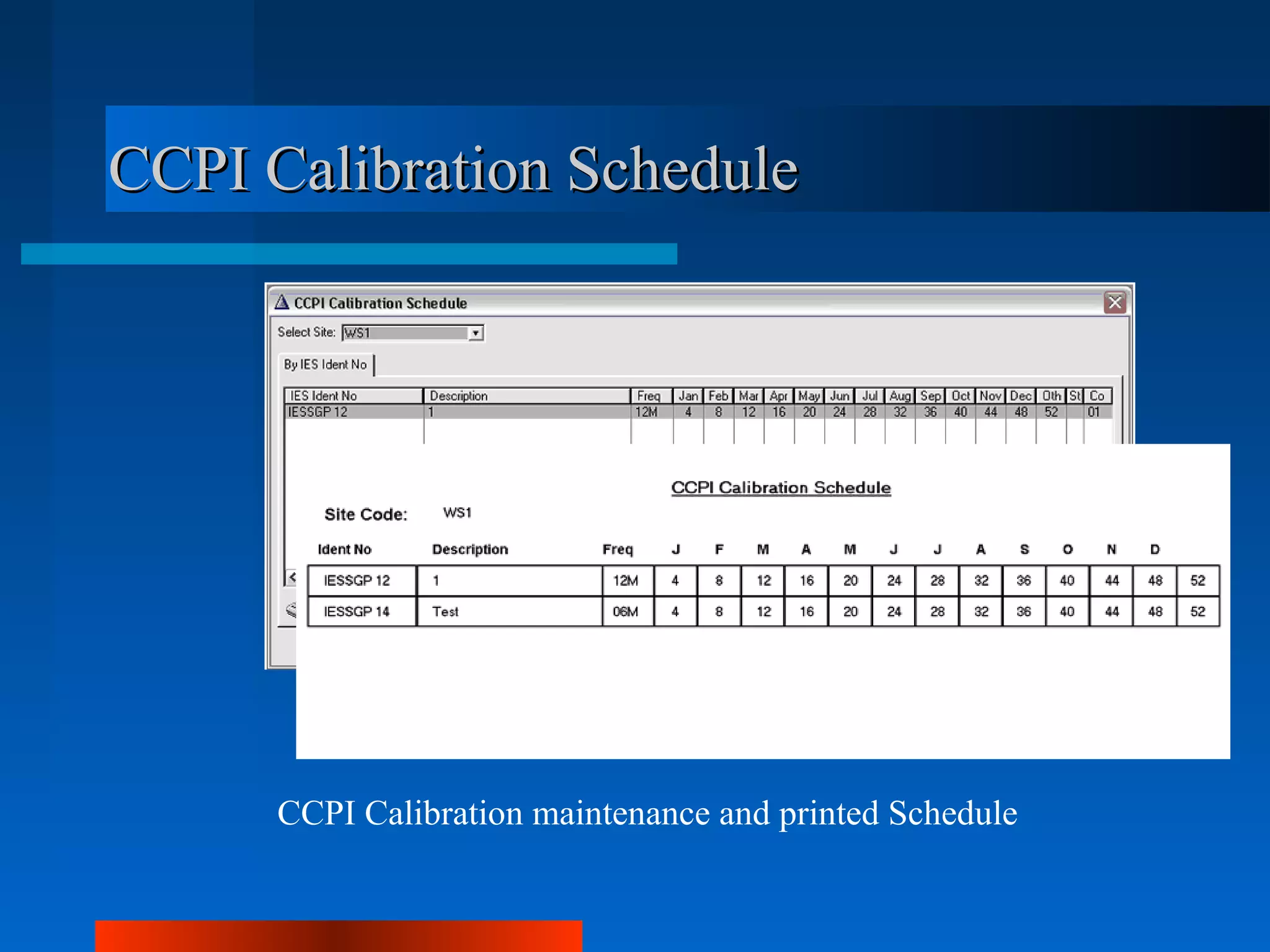CCPI Calibration Schedule




      CCPI Calibration maintenance and printed Schedule
 