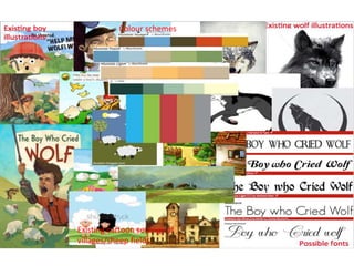 Colour schemes
Existing cartoon settings of
villages/sheep fields
 