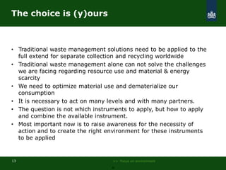 Commercial waste recycling to 60 % (2015)