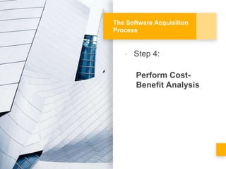 The Software Acquisition
Process
▪ Step 4:
Perform Cost-
Benefit Analysis
 