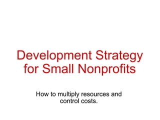 Development Strategy for Small Nonprofits How to multiply resources and control costs. 