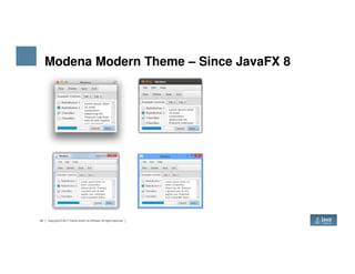 Modena Modern Theme – Since JavaFX 8
29 Copyright © 2017 Oracle and/or its affiliates. All rights reserved.
 
