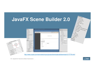 JavaFX Scene Builder 2.0
36 Copyright © 2017 Oracle and/or its affiliates. All rights reserved.
http://www.oracle.com/technetwork/java/javase/downloads/sb2download-2177776.html
 