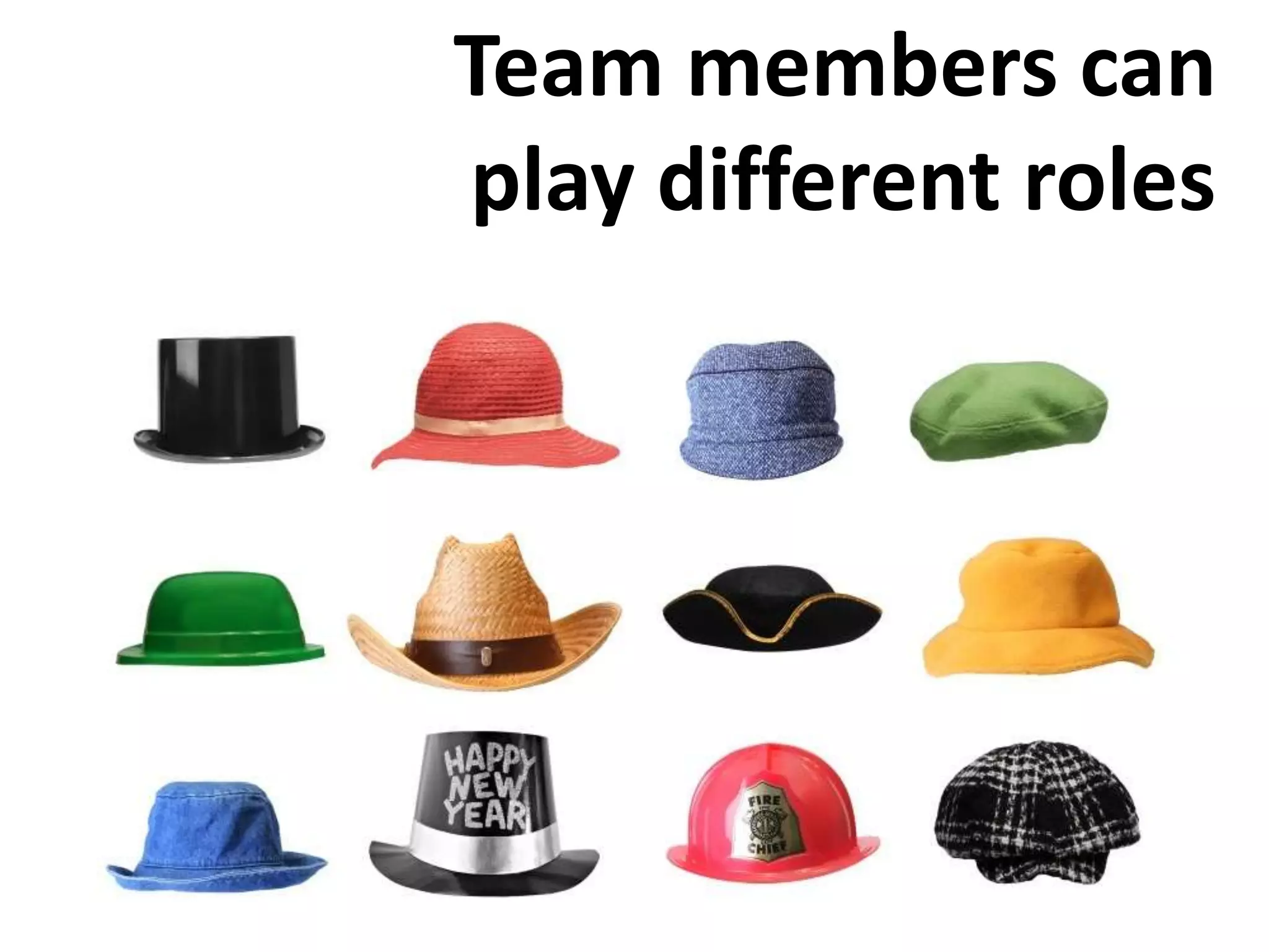 Team members can
play different roles
 