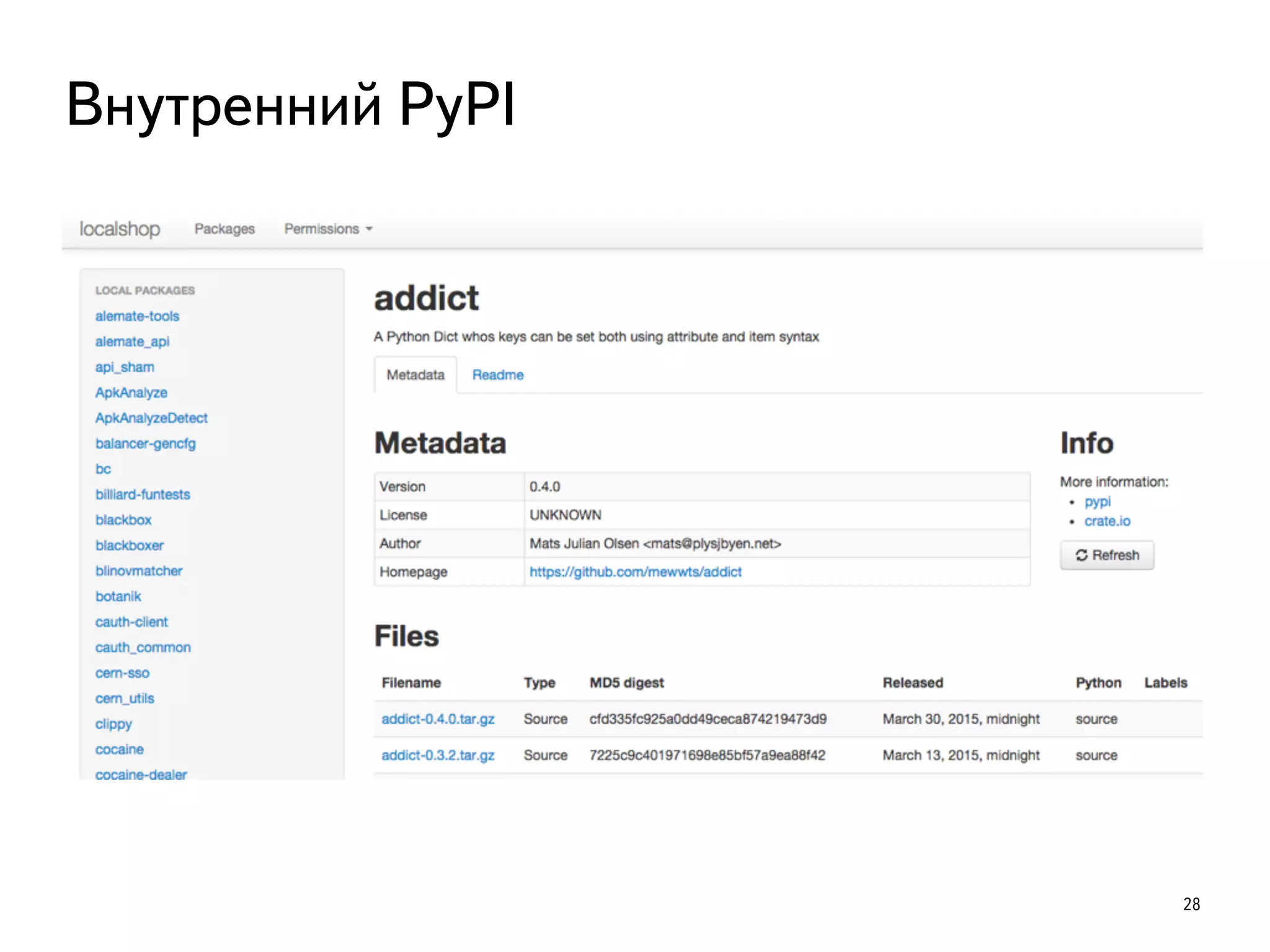 28
Внутренний PyPI
 