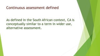 Continuous asessment / Testing guidelines summary | PPTX