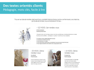 Des textes orientés clients
Pédagogie, mots clés, facile à lire
 