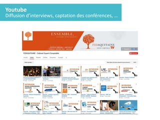 Youtube
Diffusion d’interviews, captation des conférences, …
 
