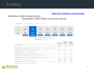 Sendinblue, un petit nouveau à suivre…. 78 
Emailing 
http://www.journaldunet.com/web-tech/start-up/sendinblue-levee-de-fonds-1213.shtml 
https://fr.sendinblue.com/pricing/  