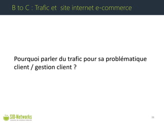 Pourquoi parler du trafic pour sa problématique client / gestion client ? 38 
B to C : Trafic et site internet e-commerce  