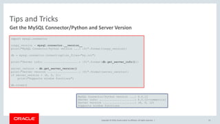 Develop Python Applications with MySQL Connector/Python | PPT