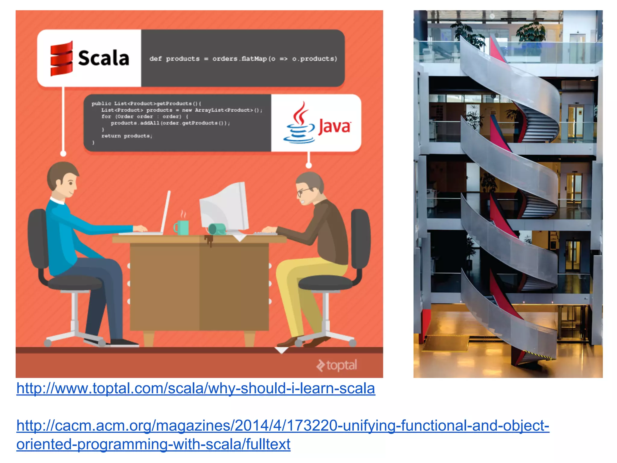 http://www.toptal.com/scala/why-should-i-learn-scala
http://cacm.acm.org/magazines/2014/4/173220-unifying-functional-and-object-
oriented-programming-with-scala/fulltext
 