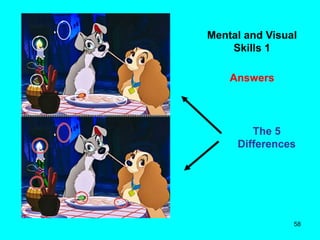 58
Mental and Visual
Skills 1
Answers
The 5
Differences
 