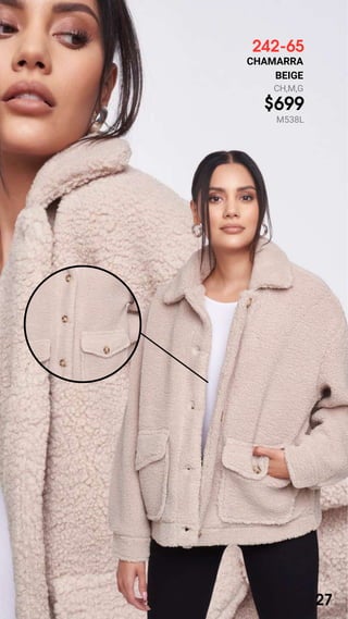 242-65
CHAMARRA
BEIGE
CH,M,G
$699
M538L
27
 