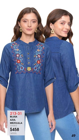 213-31
BLUSA
AZUL
MEZCLILLA
CH,M,G
$458
M352L
49
 
