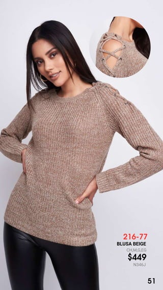 216-77
BLUSA BEIGE
CH,M,G,EG
$449
N346J
51
 