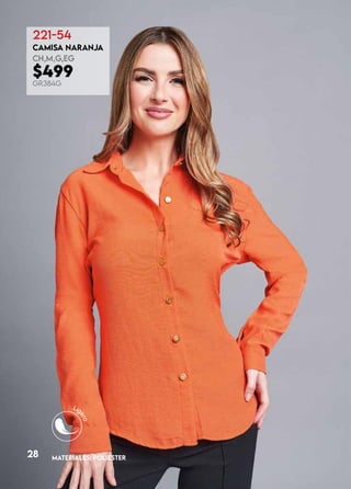 28
221-54
CAMISA NARANJA
CH,M,G,EG
$499
GR384G
MATERIALES: POLIÉSTER
 