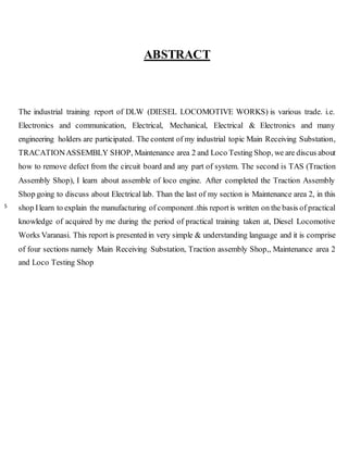 Substation Testing Industrial training report on dlw varanasi for Main Receiving ...