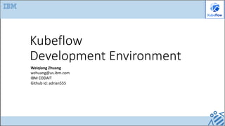 Kubeflow
Development Environment
Weiqiang Zhuang
wzhuang@us.ibm.com
IBM CODAIT
Github id: adrian555
 