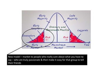New model – market to people who really care about what you have to
say – who are truly passionate & then make it easy for that group to tell
their friends
 
