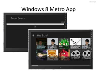 @slodge



Windows 8 Metro App
 