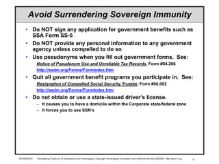 Sovereignty Application Developing Evidence of Citizenship and Sovereignty, Form #12.002
