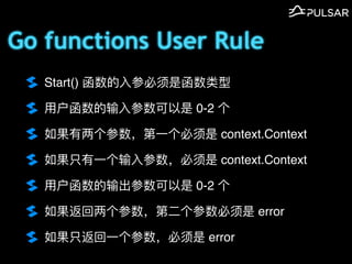Go functions User Rule
Start() ?αǺ
?? 0-2 
? context.Context
ֻ?? context.Context
? 0-2 
? error
ֻ? error
 