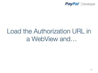 Load the Authorization URL in
      a WebView and…



                            44	
  
 