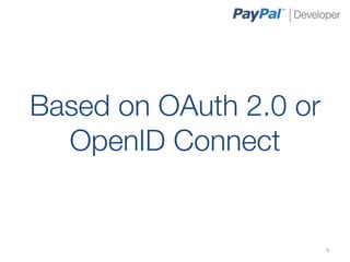Based on OAuth 2.0 or
  OpenID Connect


                        9	
  
 