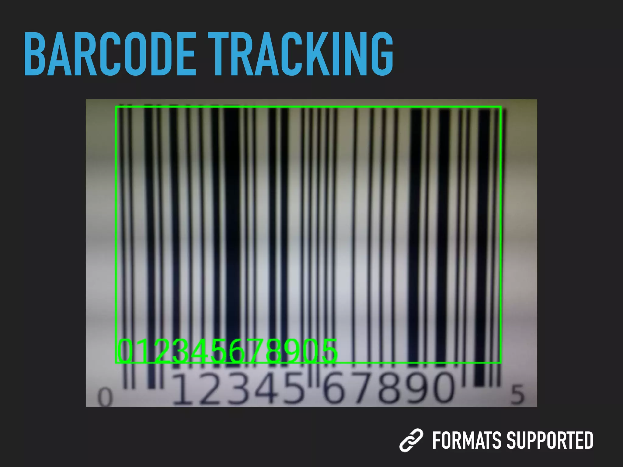 BARCODE TRACKING
FORMATS SUPPORTED
 