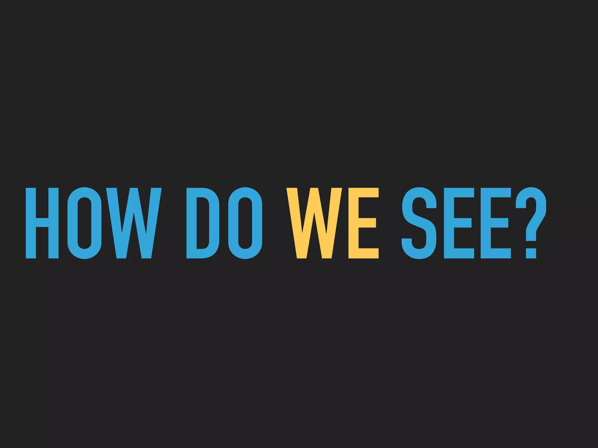 HOW DO WE SEE?
 